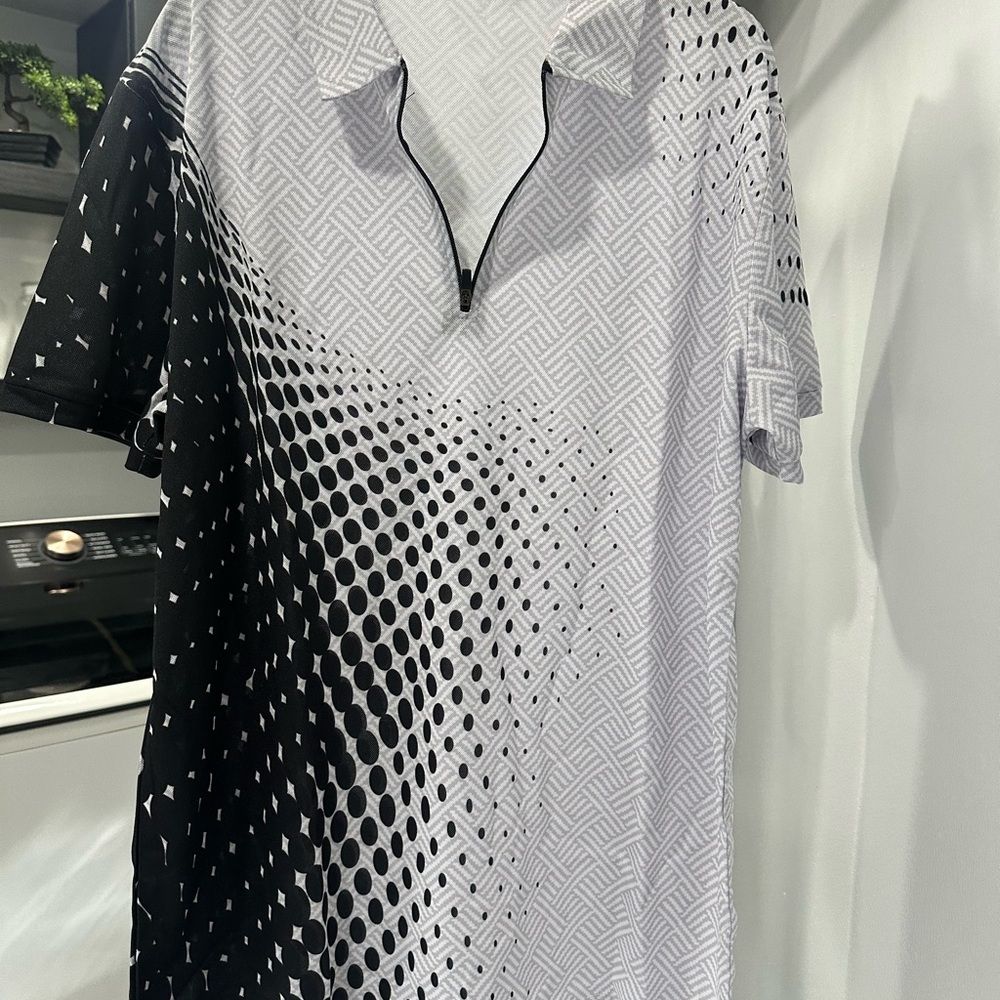 Men's Black & White Short Sleeve Athletic Polo with shorts